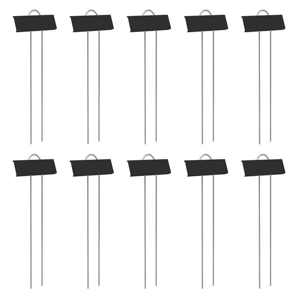 Etiqueta de plantas de plantas de metal 10x Etiqueta de planta para flores de hierbas para uso exterior y interior Negro