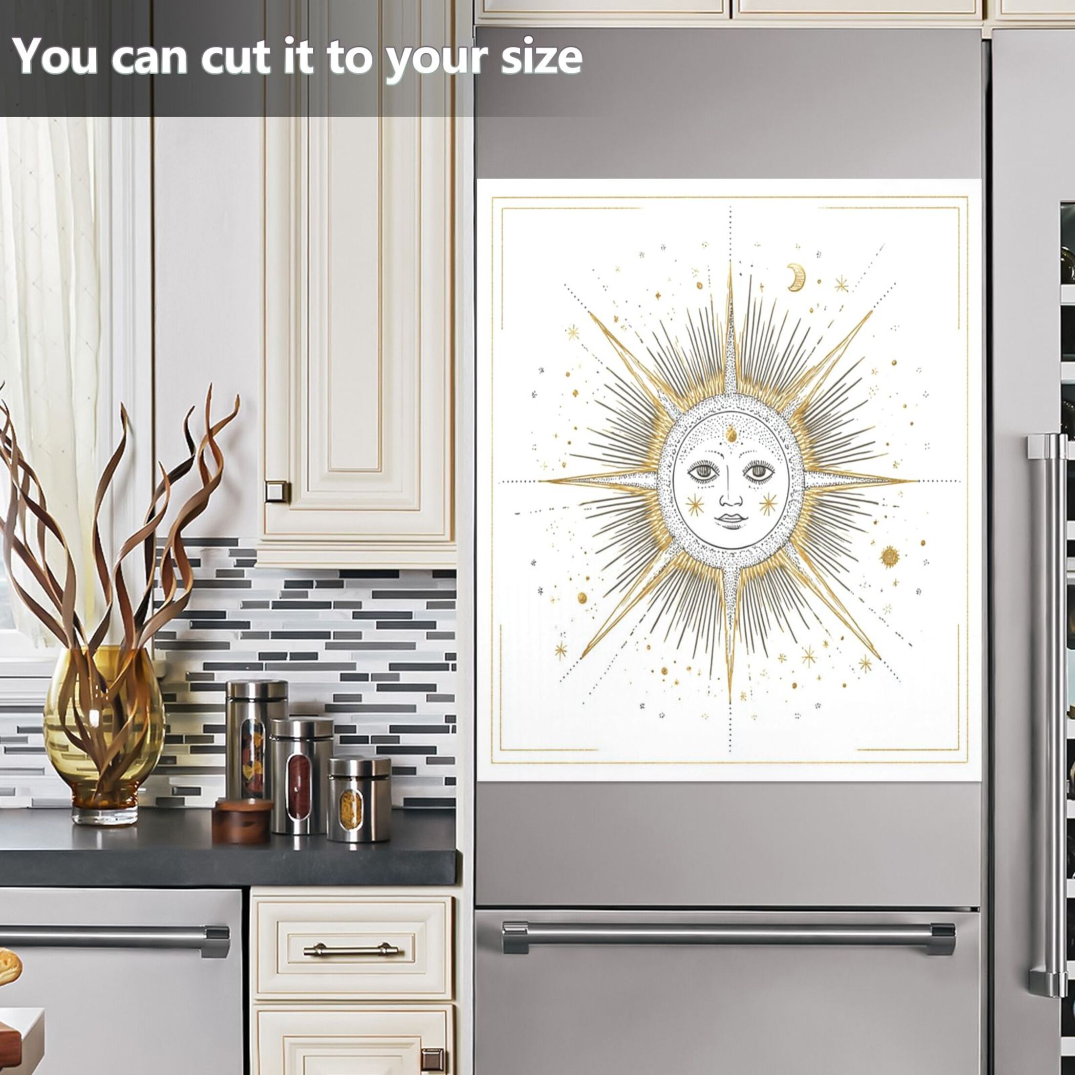 IAUYY Magnetic decorative sticker - 23x26 Inch PVC Refrigerator Decorative Cover, Removable DIY Art for Kitchen Appliances A Celestial Body The Sun