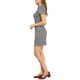 thumbnail image 4 of Vestido Casual Corto de Manga Corta con Cuello Contrastante para Mujeres Chic L Marrón, 4 of 8