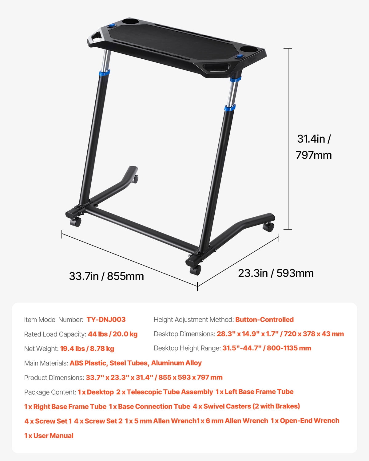 KFFKFF Pedaling Workstation, Portable Collapsible Multi-Use Cycle Coach & Walking Table with Secure Casters, Anti-Skid Multi-Cavity Cycle Coach Wellness Table with Handle Grip