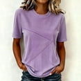 thumbnail image 2 of Plus Size Women's Relaxed Fit Round Neck Short Sleeve Printed T Shirt Blouse Comfy Breathable Work Casual Daily Wear | CSEONE,Purple 2XL, 2 of 7