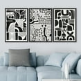 thumbnail image 3 of IDEA4WALL Framed Canvas Print Wall Art Set of 3 Black & White Boho Polygon Pattern Illustrations Abstract Geometric Modern Art Boho Decorative Multicolor Artwork for Room Decor - Black 16"x24"x3, 3 of 5