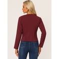 thumbnail image 4 of Chaqueta de Mujer Allegra K Vintage de Otoño con Botones Cortos y Ligeros Borgoña XL, 4 of 6