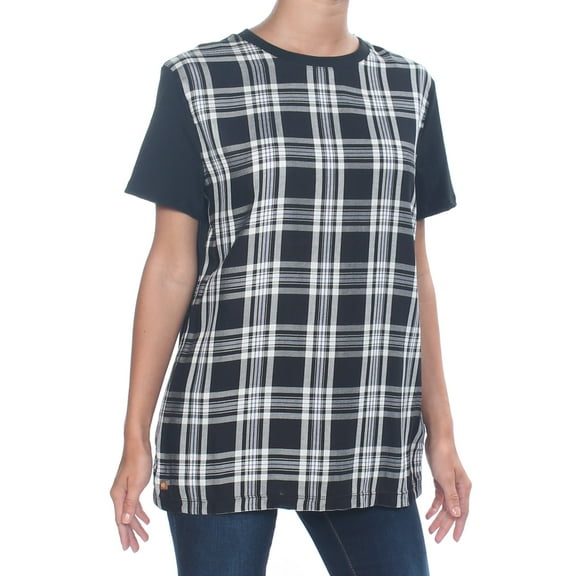 RALPH LAUREN $79 Womens New 1088 Black Plaid Casual Top S B B