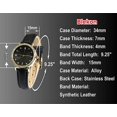thumbnail image 4 of Blekon Collections Japanese Quartz Elegant Women's 34mm Case Patterned Dial Rhinestone Bezel Casual Leather Strap Watch, 4 of 5
