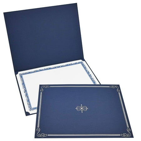 12-Pack Certificate Holder - Diploma Cover, Document Cover for Letter-Sized Award Certificates, Navy Blue, Silver Foil, 11.2 x 8.8