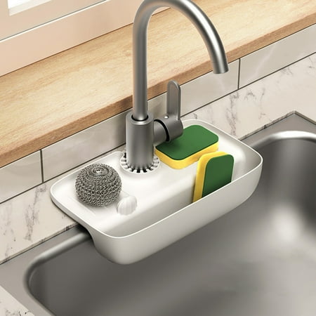 

Bathroom Sink Strainer Soft Tpe Draining Rack Behind Faucet Kitchen Organization