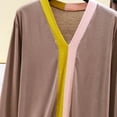 thumbnail image 6 of PNTUTB Pajama Set for Women Color Block Long Sleeve V-neck Top and Elastic Waist Pants Loose Casual Comfort Soft Two Piece Set, 6 of 7