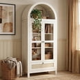 thumbnail image 3 of LAZZO 71" Arched Pantry Cabinet with Glass Door & Drawer, Storage Cupboard with Anti-Tipping Device, White, 3 of 8