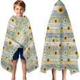 thumbnail image 3 of Sunflower and Daisy Blue Pattern Hooded Bath Towel Wrap for Teens Ages 3 To 12, Soft Lightweight Quick Dry Microfiber Bath Beach Pool, 60"x35", 3 of 6