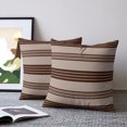 thumbnail image 2 of Pillow Covers 24x24 Set of 2, Brown Striped Throw Pillow Covers Decorative Couch Cushion Cover, Vintage Rustic Simple Lines Texture Microfiber Soft Square Pillowcases for Bedroom Living Room Sofa, 2 of 9