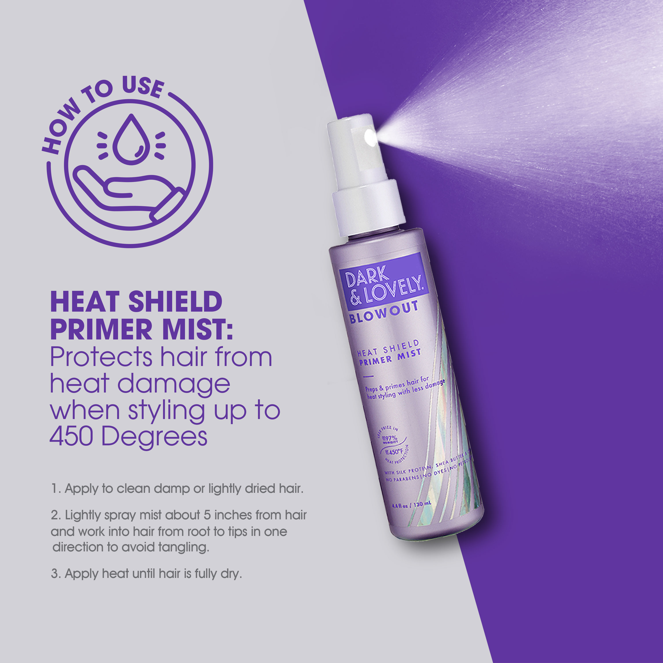 SoftSheen Carson Dark and Lovely Blowout Heat Shield Primer Hair Spray with Silk Protein, 4.4 fl oz - image 5 of 13