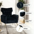 thumbnail image 6 of Modern Velvet Accent Chair Button Upholstered Sofa Armchair Tufted Metal Legs Adult Bedroom Home Living Room Black, 6 of 9