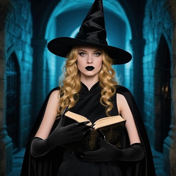 Halloween Claw Gloves with Long Fake Nails for Costume Parties and Stage Performances