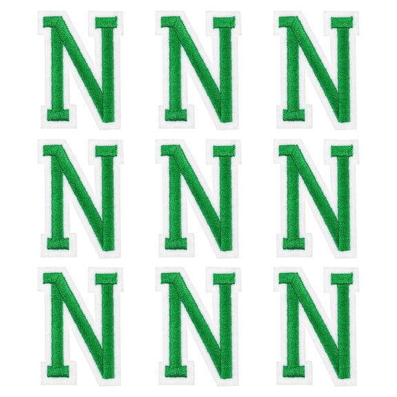 Uxcell Iron on Letter Patches 2" Alphabet N Iron on Embroidered Patch for Clothing Repair(Green, Pack of 9)