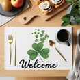 thumbnail image 2 of Saint Patrick's Day Placemats Set&nbsp;of&nbsp;8 Welcome Spring Green Lucky Shamrocks Plant Heat Insulation Washable Place Mats, Non-Slip Table Mats for Dining Table Party Kitchen Decor,13x19 Inch, 2 of 9