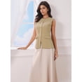 thumbnail image 2 of DARING DIVA Women's Work Sleeveless Button Down Blazer Waistcoat S Khaki, 2 of 7