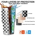 thumbnail image 7 of 30oz Black White Checkered Pattern Tumblers Stainless Steel Tumbler with Lid and Straw,Vacuum Insulated Double Wall Travel Tumbler Cups Mug with Cleaning Brush for Coffee,Tea, 7 of 7
