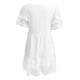 thumbnail image 2 of Vestido informal de manga corta liso para mujer: cuello en V con encaje, volantes y corte holgado para primavera/verano., 2 of 3