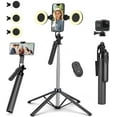 thumbnail image 1 of Selfie Stick Tripod de 70" con Luz y  Remoto - Trípode de Metal Extensible y Portátil para , , , Grabación de Video y Vlogs - Soporte Completo para Teléfono y Cámara, 1 of 6