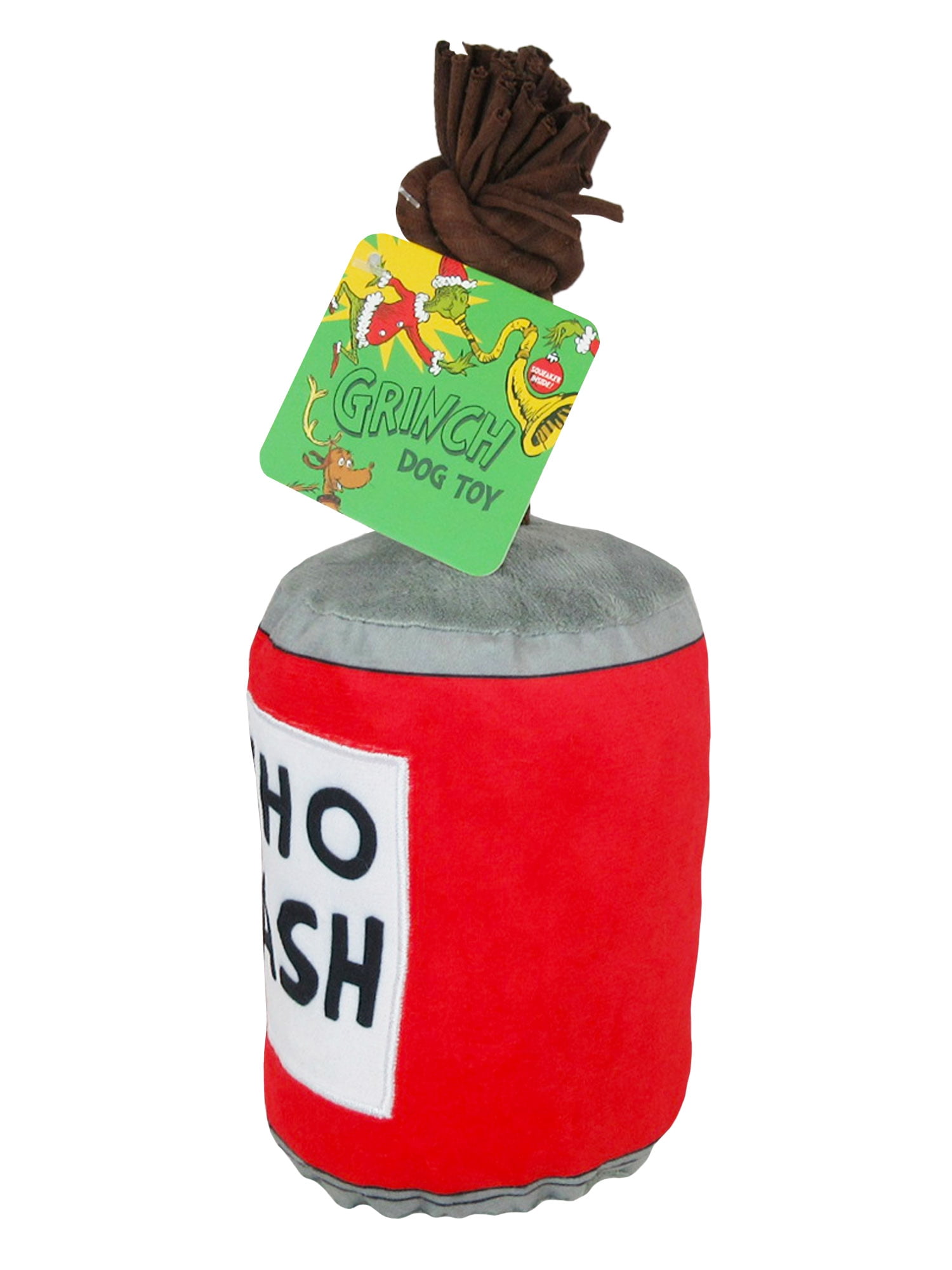 Grinch Holiday Plush Who Hash Dog Toy with Squeaker, Red