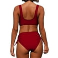 thumbnail image 3 of TAIAOJING Women's Tummy Control Swimsuits High Waisted Bikini Sexy Push Up Two Piece Swimsuits Vintage Swimsuit Two Piece Retro Ruched High Waist Print Bikini Set, 3 of 7