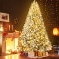 thumbnail image 3 of IZNEN 7.5ft Pre-Lit Snowflake Flocked Christmas Tree,8 Modes LED Lights,Artificial Xmas Tree with Storage Bag, 3 of 14
