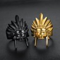 thumbnail image 3 of Gold Black Skull Head Titanium Steel Men's Ring, 3 of 4
