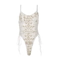 thumbnail image 1 of Body de lencería de peluche bordado floral con cordones sexy Top de malla transparente de una pieza, 1 of 5