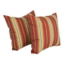 Blazing Needles 9913-S2-REO-17 Spun Polyester Outdoor Floor Pillows, Kingsley Stripe Ruby - Set of 2