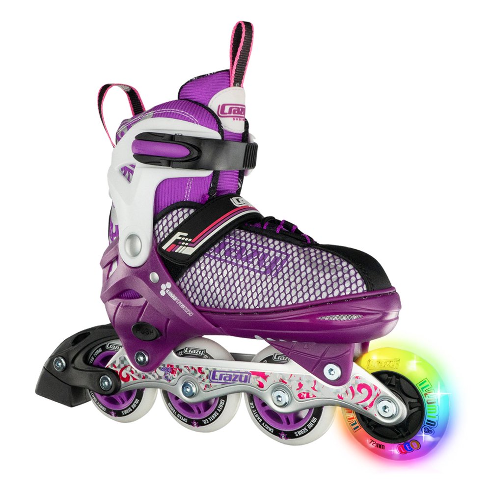 Crazy Skates LED Adjustable Inline Skates Light Up Wheels Adjusts