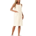 thumbnail image 4 of Inspire Chic Bata de baño para mujer, toalla de ducha, con tirantes, sin mangas, con botones y bolsillos, spa M Beige, 4 of 6