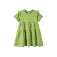 thumbnail image 1 of Robe Fille Enfants Tout-Petits Filles Été Coton Dentelle Robe Manches Courtes à Volants Robe Midi Décontractée Robe Ado Fille Vert 2 Ans-3 Ans, 1 of 6
