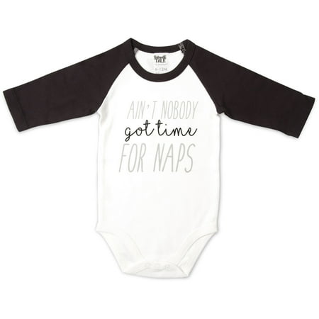 UPC: 0664843690103 | Pavilion – Ain t Nobody Got Time for Naps Unisex Baby 3/4 Long Sleeve Bodysuit 6-12 Months