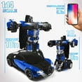 thumbnail image 2 of RC Cars Robot for Kids Remote Control Car Transformrobot Gesture Sensing Toys with One-Button Deformation and 360°Rotating Drifting 1:14 Scale , Best Gift for Boys and Girls (Blue), 2 of 6