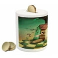 thumbnail image 2 of Mural Piggy Bank, Conceptual Illustration for Wonderland House with a Girl Trapped Inside, Ceramic Coin Bank Money Box for Cash Saving, 3.6" X 3.2", Multicolor, by Ambesonne, 2 of 4