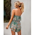thumbnail image 6 of NAYTOAO Women's Bohemian Print Strapless Tube Top Romper, Ruffle Smocked Waist Summer Short Jumpsuit, 6 of 7
