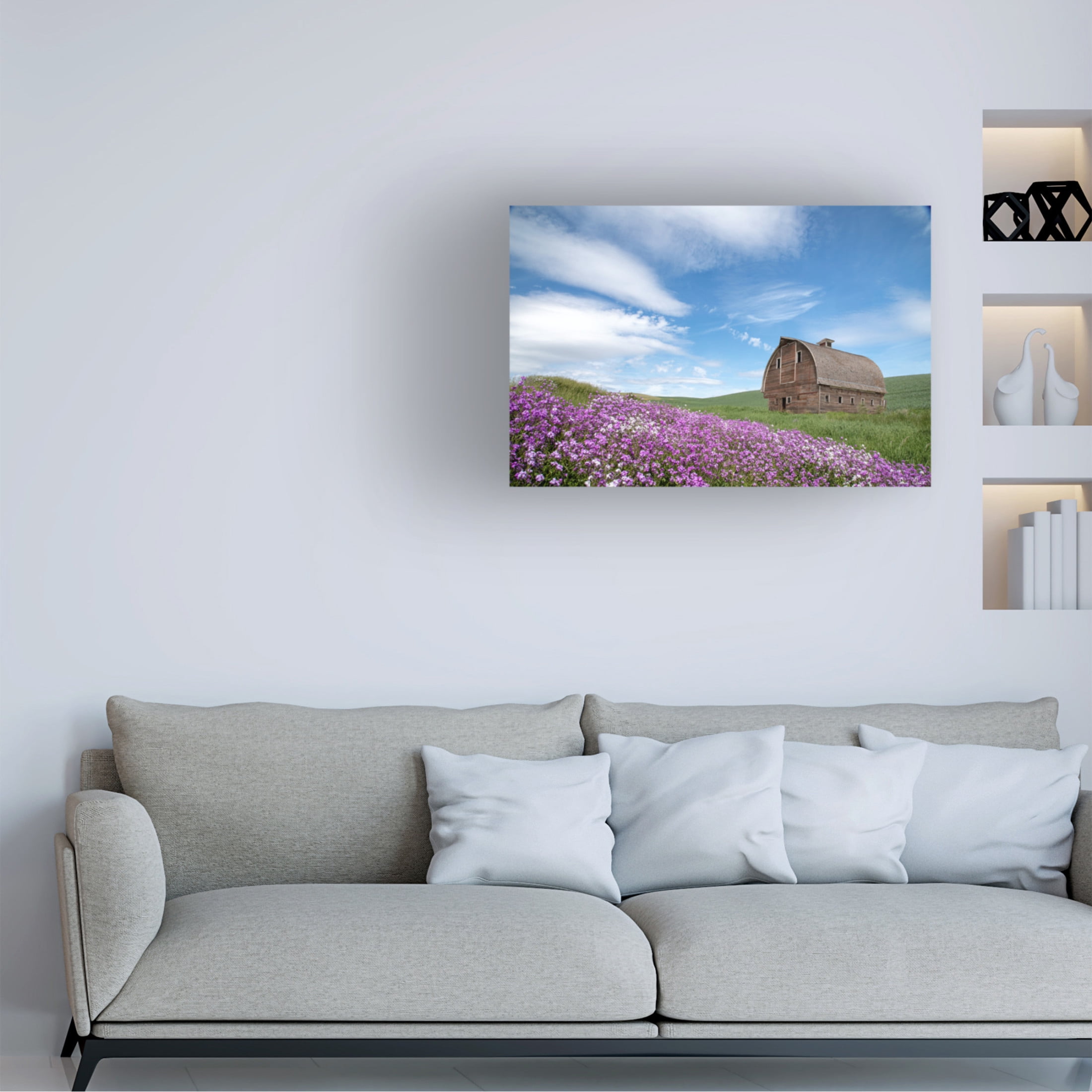 Trademark Fine Art David Drost  Palouse Barn and Flowers II Canvas Wall Art