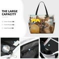 thumbnail image 4 of Ratiio Relaxing Cat With Orange Juice Print Large Capacity Beach Travel Bag, Polyester Waterproof Tote Bag with Zipper for Vacation and Daily Use, 4 of 6