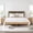 Natural & Sage, variant on Spruce & Spring Farmhouse Upholstered Platform Bed Frame with Solid Wood Legs, Boucle Fabric Headboard, Wood Slat Support, Queen, Natural & Cream