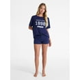 thumbnail image 2 of No Boundaries Sleepwear Cotton Tee and Boxer Shorts Set, 2-Piece, Women’s, 2 of 5