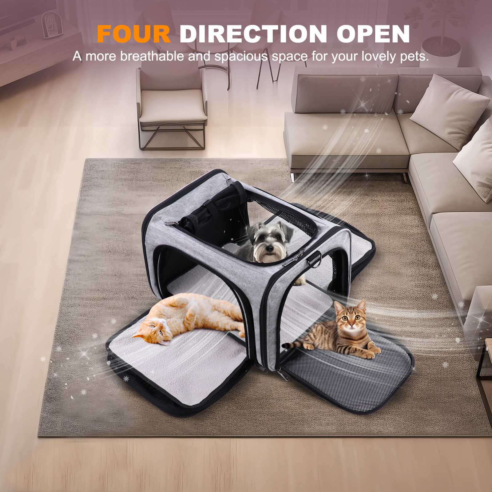 BEBANG Rolling Pet Carrier with Wheels, Airline Approved photo 6
