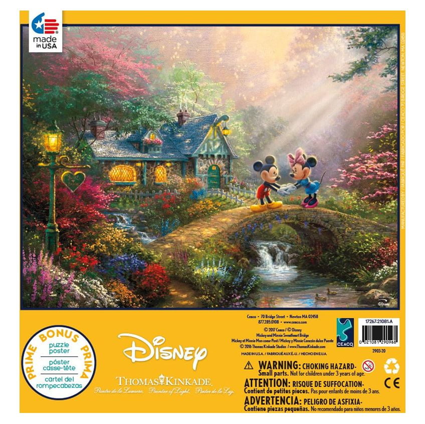 Ceaco 750-Piece Thomas Kinkade Disney Collection Mickey & Minnie Sweetheart  Bridge Interlocking Jigsaw Puzzle 