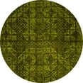 thumbnail image 1 of Ahgly Company Machine Washable Indoor Round Abstract Yellow Modern Area Rugs, 8' Round, 1 of 4