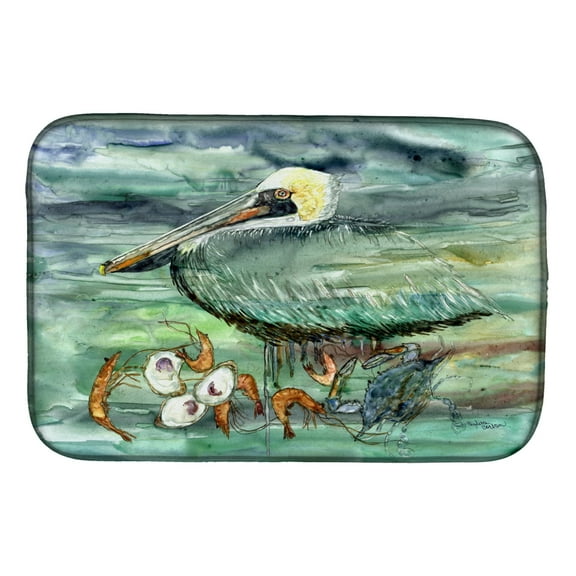 Watery Pelican Shrimp Crab and Oysters Dish Drying Mat