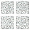 thumbnail image 1 of Floral Coaster Set of 4, Damask Antique Baroque Curls Classic Old Fashioned Royal Revival, Square Hardboard Gloss Coasters, Standard Size, Grey Pale Blue White, by Ambesonne, 1 of 2