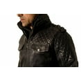 thumbnail image 6 of NOORA Men Biker Leather Jacket Black Double Layered Collar & Zip Real Leather QD42, 6 of 13