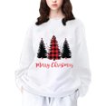 thumbnail image 1 of Gibobby Sudaderas universitarias sin capucha Suéter navideño de manga larga con hombros descubiertos y estampado de árbol de Navidad y estrella vintage informal para mujer (Blanco, L), 1 of 5