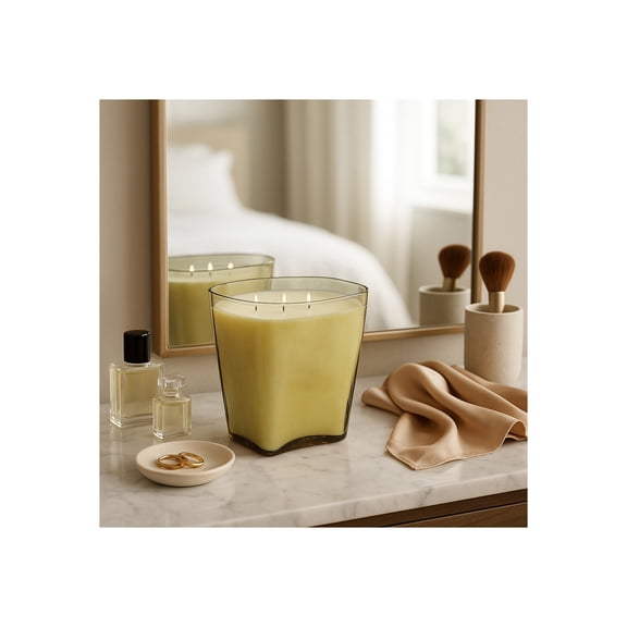 Midnight Amber Scented Candle for Men or Women - Decorative Large Votive Candle for Indoor and Outdoor Home Spaces - Stylish Vase Inspired for Living Room, Bedroom, or Bathroom Decor - 10", Orange