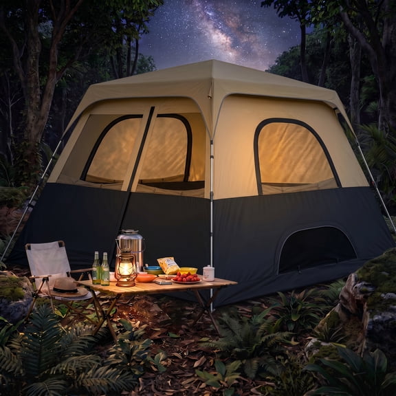 HOTEEL 8 Person Camping Tent,Family Tents Outdoor Canopy with Carry Bag,for Parties,Wedding,Backyard,Camping,Khaki